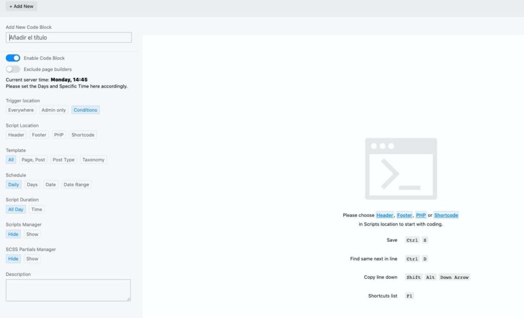 script organizer add nuevo