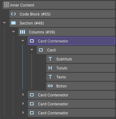 Configuración del panel de estructura