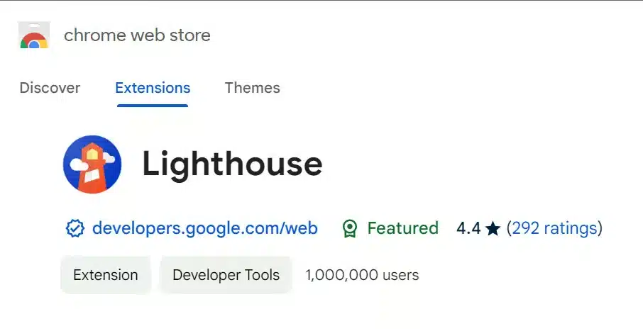 lighthouse chrome extension